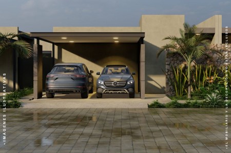 Casa en venta de un piso con 2 habitaciones y alberca en Naia Residencial Conkal